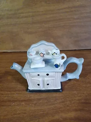 VINTAGE MINI PORCELAIN TEAPOT 3 X 6  Shaped Like A CupBoard • $15