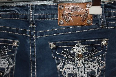 Vi Vi Diva Jeans  Rhinestone/embrodered Pockets/waist Size 12/31 Style #VZ6111 • $14.98