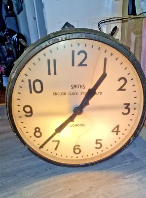 Rare Antique Very Large Smiths Electric Double Sided Station Clock /working 70cm • £2195