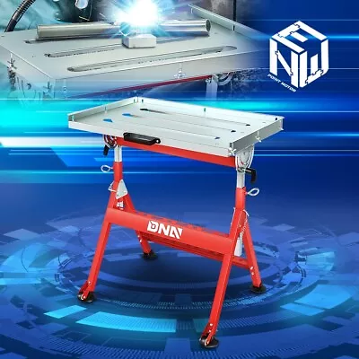 400 LBS Adjustable Angle & Height Portable Work Bench With 2 Fixed Wheels Red • $99.99