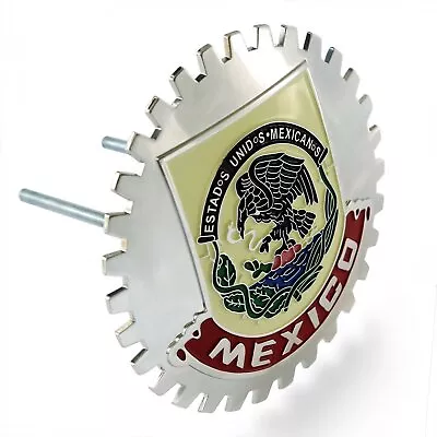 1- NEW Chrome Front Grill Badge Mexican Flag Spanish MEXICO MEDALLION TRUCKIN • $29.95