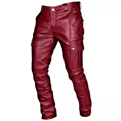 New Spring/ Fall Men's Faux Leather Pants Straight Trousers Casual Long Pants • $32.12