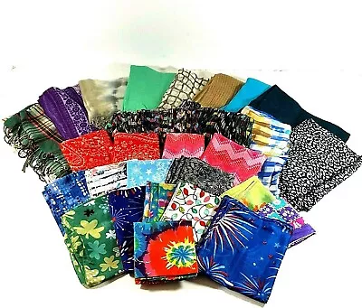 Womens Scarves Handkerchiefs Neckerchiefs Bandanas Multi Color Pattern Lot 27 • $24.95