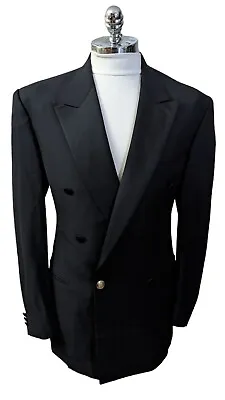 Lubiam LBM 1911 Black Tuxedo Dinner Jacket Double Breasted Satin Peak Lapel 44 L • $116