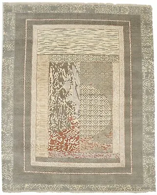 Modern Contemporary Plush 8X10 Wool Bamboo Silk Oriental Rug Hand-Knotted Carpet • $796.18