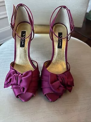 NINA Electra - Chic Fuschia Luster Satin Dressy Peep Toe Pump W/ Bow Size 8.5M • $24