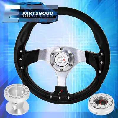 320mm Black Fusion Style Steering Wheel + Silver Quick Release For 84-89 Mr2 • $65.99