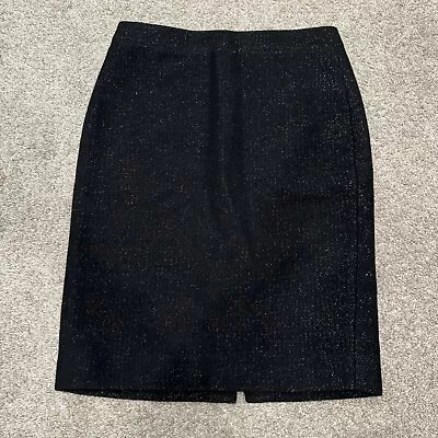 J Crew Women's Size 6 Black Tinsel Tweed Wool No. 2 Pencil Skirt • $28.99