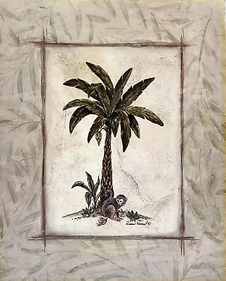 Dianne Krumel “Monkey & Palm II” 16x20 Lithograph 2003 Previously Framed • $22