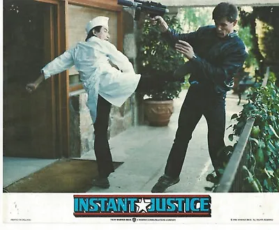 Instant Justice~Michael Pare~Press Photo~1986~UZI Gun Chef Karate Kick Revenge • $14.95