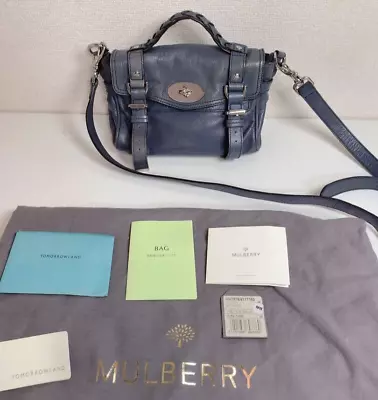Mulberry Navy Mini Alexa Shoulder Bag Turnlock Leather Sy From Japan • $258