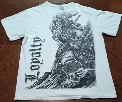 Vintage Y2K Skull Loyalty T-Shirt Affliction Style MMA Elite Style  Large Faded • $29.99