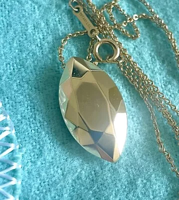Tiffany Co Elsa Peretti Faceted Marquise 18k Gold Diamond Motif Pendant Necklace • $2600