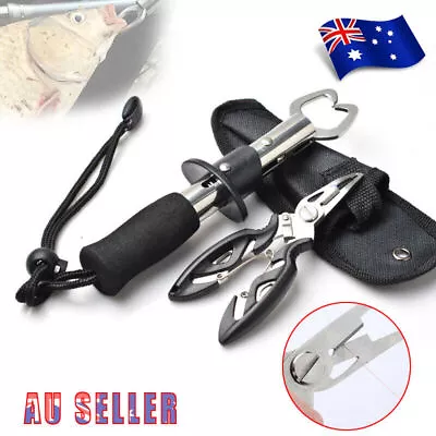 Scissors Set Steel Fish Plier Fishing Remover Tool Lip Grabber Grip Trigger AU • $14.01