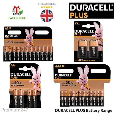 Duracell Plus Power Aa Aaa 9v Alkaline Batteries Lr03 Lr6 Longest Expiry Uk • £7.09