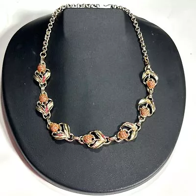 Vintage Choker Length Necklace Upcycle Copper Foil Confetti Glass Retro • $10.39