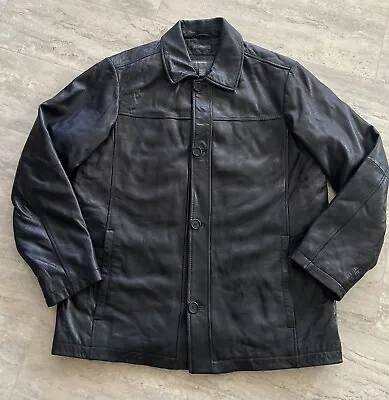 Perry Ellis Portfolio Insulated Lambskin Premium Leather Jacket Black Men’s L • $49.99