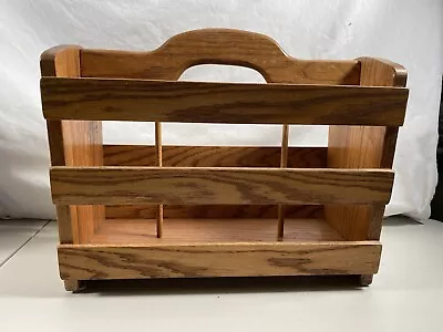 $59 • Buy Vintage Large Oak Wood Old Magazine Rack / Magazine Stand Heavy