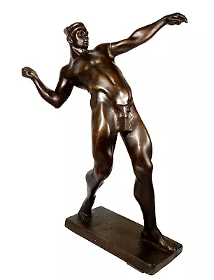 19  Vintage Bronze Ancient Greek Inspired Statue Javelin Thrower Athlete Signed • $225