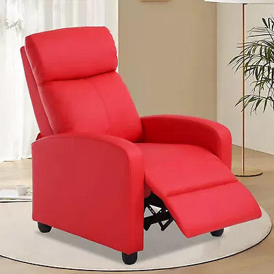 Single Sofa Chair Recliner Chair PU Leather Gaming Recliner Theater Chair Red • $164.99