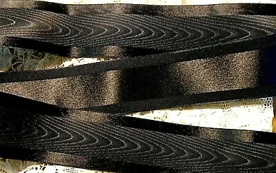 1-1/2  Moire' & Satin Ribbon- Japan - Black - Reversible -by The Yard • $4