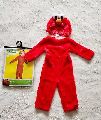 New Toddler Sesame Street Elmo Halloween Costume Size 2t Jumpsuit + Headpiece • $26.89