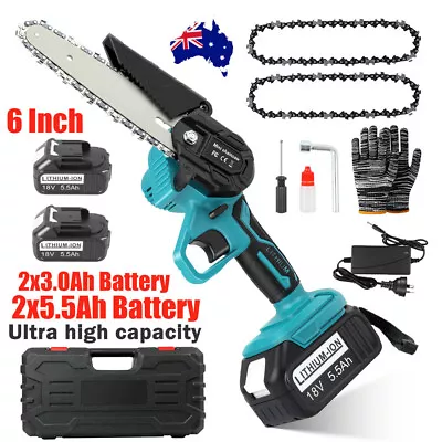 6'' Electric Chainsaw Cordless Saw Chain Saws Wood Cutter W/2 Battery For Makita • $36.99