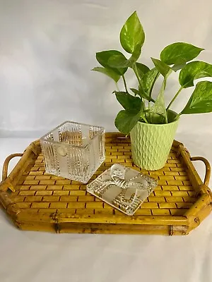 Vintage Oriental 1960s Petite Tortoise Style Bamboo Rattan Tray Free Shipping • $40