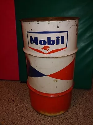 Vintage 60s 1966 Mobil Pegasus Mobilube Drum Barrel120 Pounds26 1/2  X 14 1/2  • $75