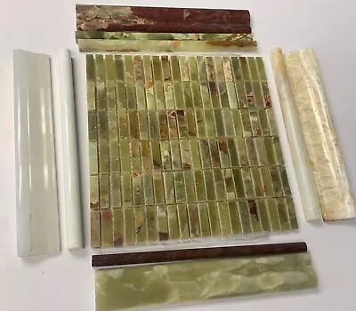 7 Sqf 1/2x2? Polished Green Onyx Mosaic Tile natural Stone-$9 Per Sheet 12x12 • $63