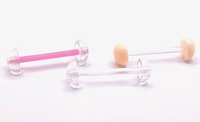 £2.69 • Buy Retainer Nipple Tongue Bar Half Ball Bio Flex 16mm By 1.6mm Can Be Cut Shorter