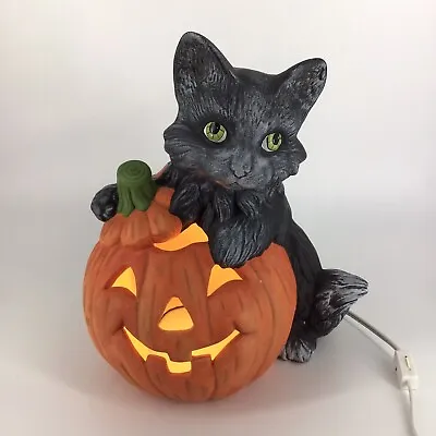 Vintage Glenview Mold Black Cat Pumpkin Jack O Lantern Halloween Lantern Light • $69.99