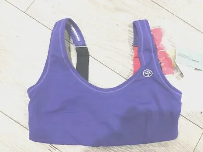 Zumba Sports Purple Bra Top Fitness Gym Training Crop BNWT Dance Size 8 Small • £8.49