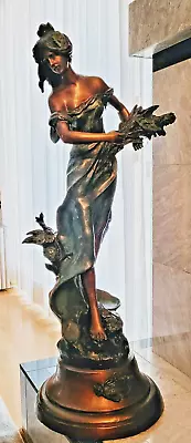 Lady With Wheat Statue Reine Des Pres Bronze Auguste Moreau 3' High • $1800