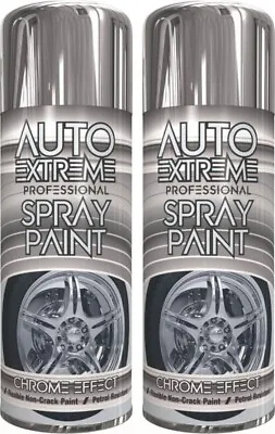 2 X 400ml Auto Extreme Chrome Spray Paint Mirror Effect Car Metal Wood Plastic • £8.89