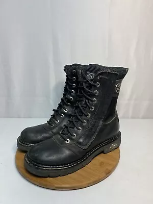 Harley Davidson Men Size 11.5 Motorcycle Boots Black Leather Zip/Lace “Read” • $40