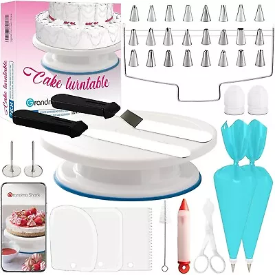 Cake Turntable 11 Inch And 39 Pcs Cake Decorating Kit Piping Tips • £20.18