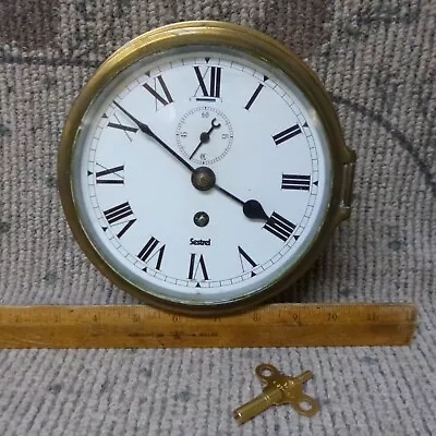 Vintage F. W. Elliot Brass Sestrel Ships Bulkhead Clock W/Key • $225