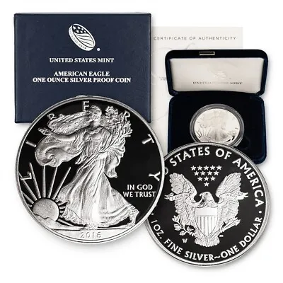 2016-W American Silver Eagle Proof Coin 1 Oz 999 Fine Coin W/ Box & COA • $65