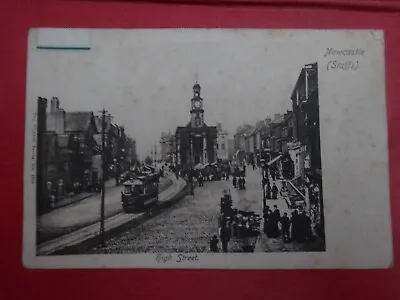 Newcastle Staffs High Street Posted 1903 From Longton To Macclesfield • £8.99