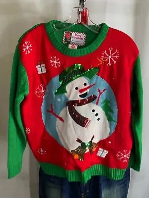 WOMENS Merry Christmas Snowman Ugly Christmas SWEATER Small S  • $15.88
