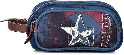 Marvel Captain America Denim Canvas Toiletry Bag Super Hero Avengers Men's Boy's • $17.12