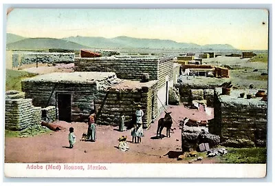 1908 Adobe Mud Houses Mexico Lamesa New Mexico Tarjeta Vintage Antique Postcard • $9.72