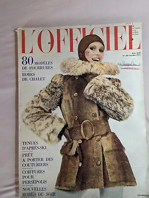 L'officiel Magazine October 1971 Furs Couture Coiffures • $10