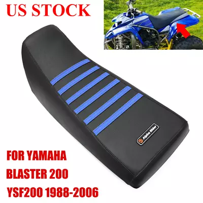 Non Slip Seat Cover ALL BLACK/BLUE RIBS For Yamaha Blaster 200 YSF200 1988-2006 • $45.99