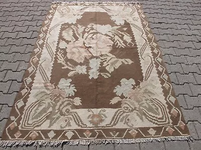 Vintage Handmade Wool Kelim Old Turkish Kilim Oriental Tribal Rug 155 X 225 Cm • $217.80