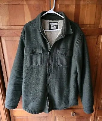 L.L. Bean Vintage Mens Large Green Wool Jacket Primaloft Sherpa Slightly Fitted • $59