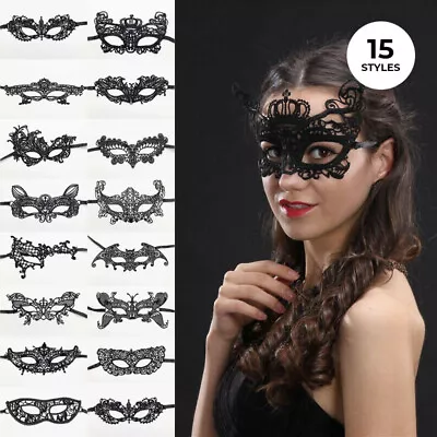 Black Lace Masquerade Mask Womens Fancy Dress Ball Party Costume • $3.45