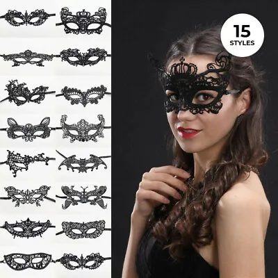 $3.95 • Buy Black Masquerade Lace Eye Mask Womens Fancy Dress Ball Party Costume
