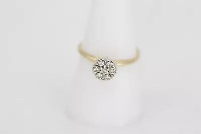 14K Vintage Yellow Gold Size 8 Diamond Flower Ring 0.28 Cttw • $286